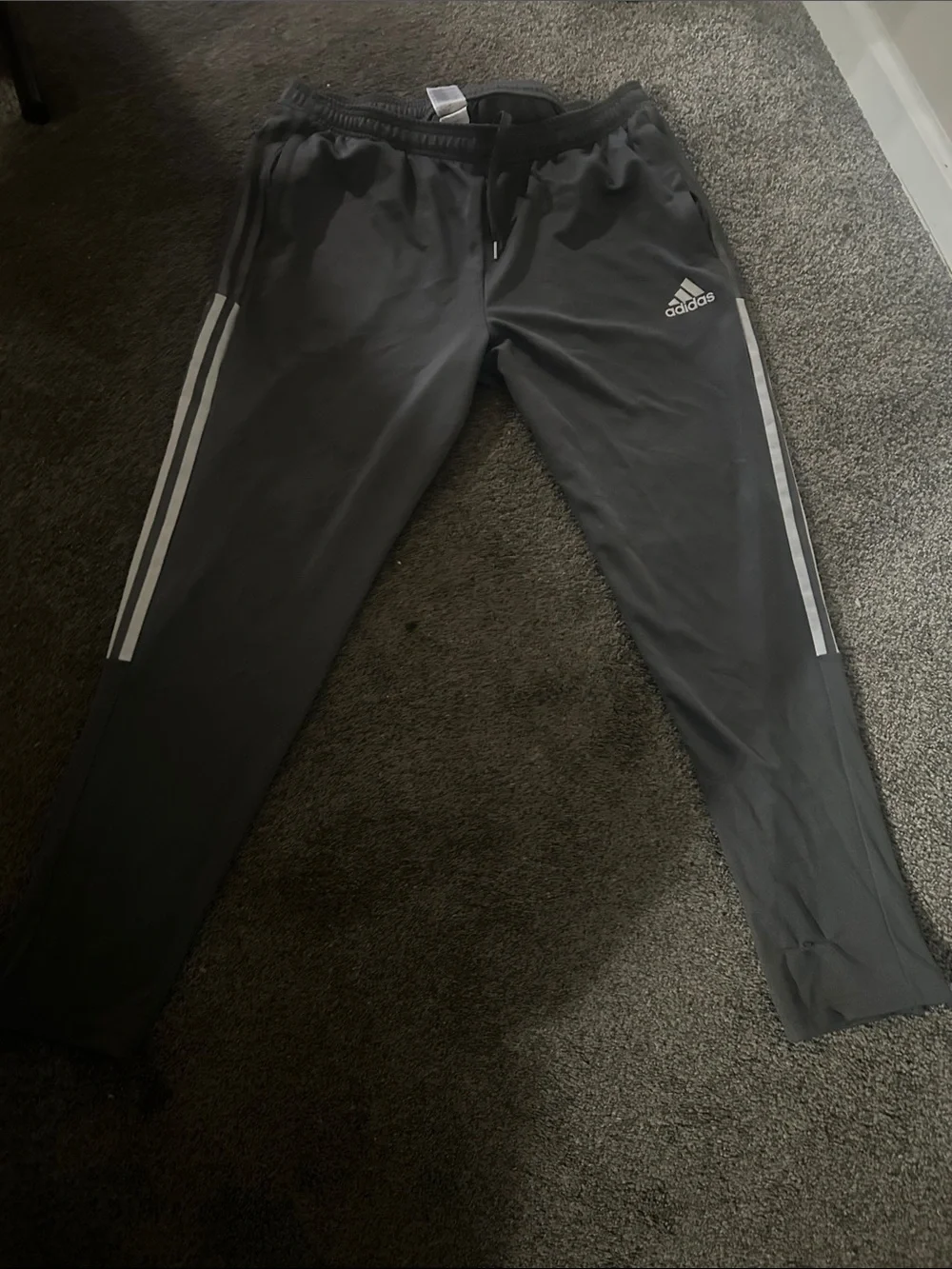 adidas Charcoal Joggers with White Three-Stripes